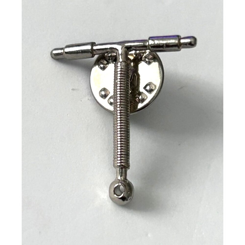 Vintage Pogo Stick Lapel Pin Spring Coil Silver tone